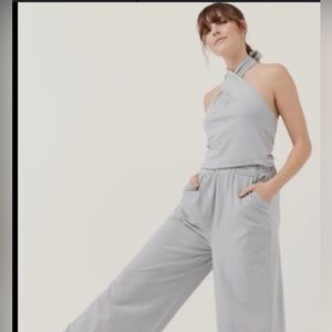 Pact Women's Tide Stripe Revive Halter Jumpsuit